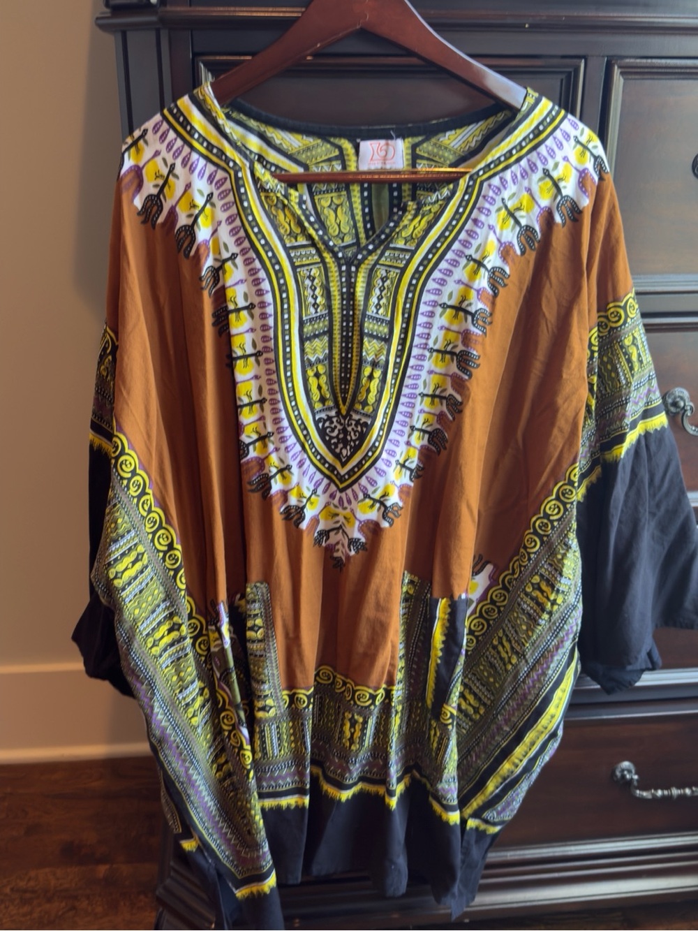 Boho Print Women’s Tunic Top in Brown and Black